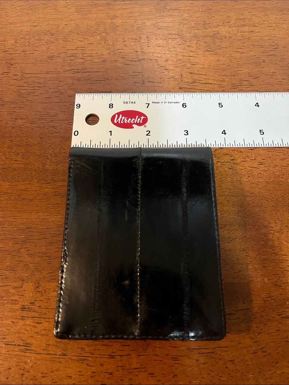Men's Black Eel Skin Bifold Wallet - Smooth Finish